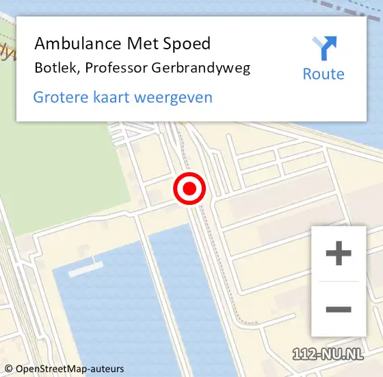 Locatie op kaart van de 112 melding: Ambulance Met Spoed Naar Botlek, Professor Gerbrandyweg op 28 augustus 2014 11:12