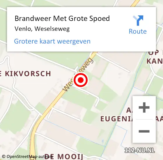 Locatie op kaart van de 112 melding: Brandweer Met Grote Spoed Naar Venlo, Weselseweg op 9 juni 2023 14:35