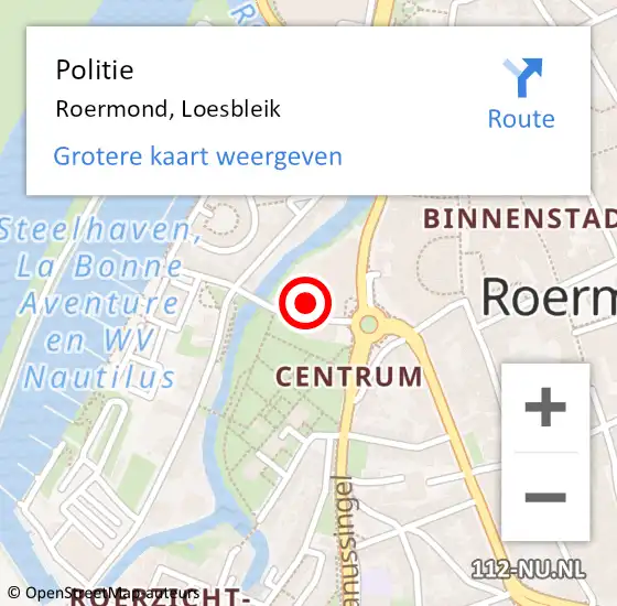 Locatie op kaart van de 112 melding: Politie Roermond, Loesbleik op 9 juni 2023 14:42