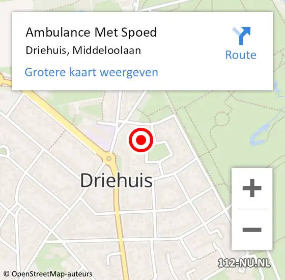 Locatie op kaart van de 112 melding: Ambulance Met Spoed Naar Driehuis, Middeloolaan op 9 juni 2023 14:57