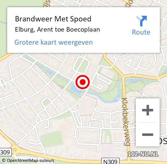 Locatie op kaart van de 112 melding: Brandweer Met Spoed Naar Elburg, Arent toe Boecoplaan op 9 juni 2023 14:58