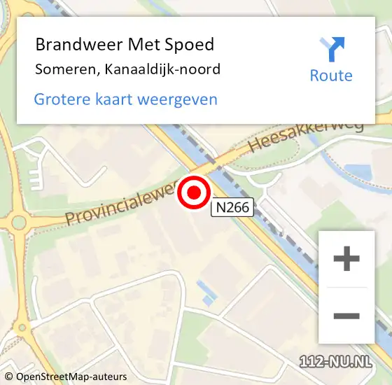 Locatie op kaart van de 112 melding: Brandweer Met Spoed Naar Someren, Kanaaldijk-noord op 9 juni 2023 15:05