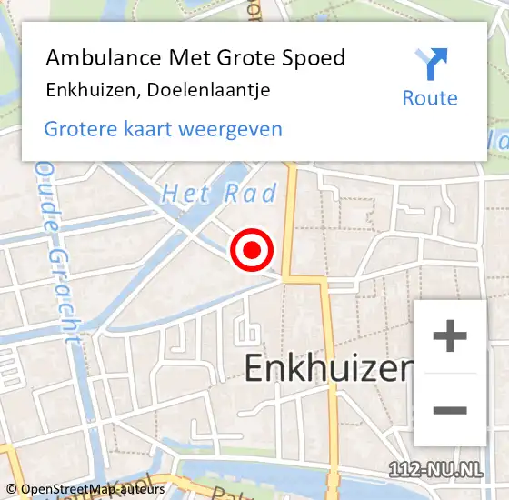 Locatie op kaart van de 112 melding: Ambulance Met Grote Spoed Naar Enkhuizen, Doelenlaantje op 9 juni 2023 15:06