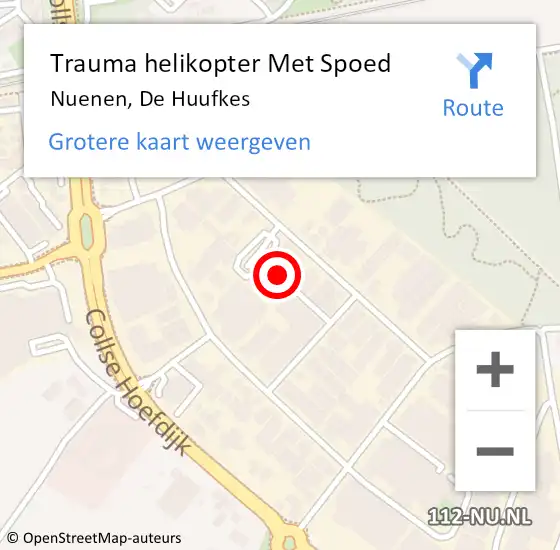 Locatie op kaart van de 112 melding: Trauma helikopter Met Spoed Naar Nuenen, De Huufkes op 9 juni 2023 15:18