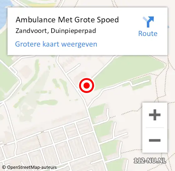 Locatie op kaart van de 112 melding: Ambulance Met Grote Spoed Naar Zandvoort, Duinpieperpad op 9 juni 2023 15:33