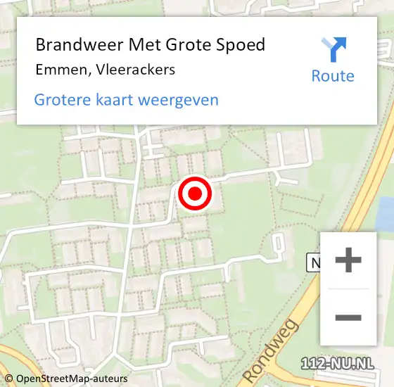 Locatie op kaart van de 112 melding: Brandweer Met Grote Spoed Naar Emmen, Vleerackers op 9 juni 2023 15:56