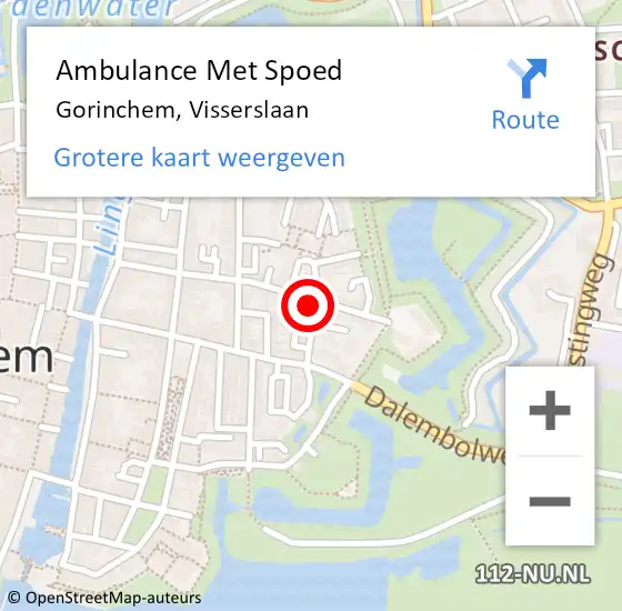 Locatie op kaart van de 112 melding: Ambulance Met Spoed Naar Gorinchem, Visserslaan op 9 juni 2023 16:11