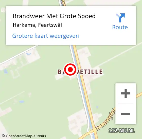 Locatie op kaart van de 112 melding: Brandweer Met Grote Spoed Naar Harkema, Feartswâl op 9 juni 2023 16:16