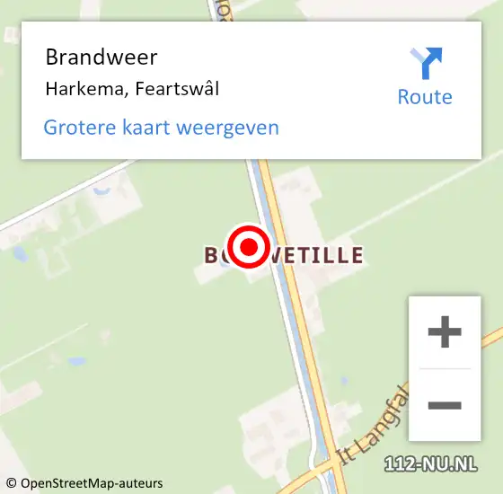 Locatie op kaart van de 112 melding: Brandweer Harkema, Feartswâl op 9 juni 2023 16:20