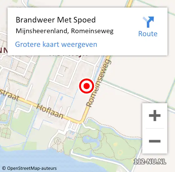 Locatie op kaart van de 112 melding: Brandweer Met Spoed Naar Mijnsheerenland, Romeinseweg op 9 juni 2023 16:21