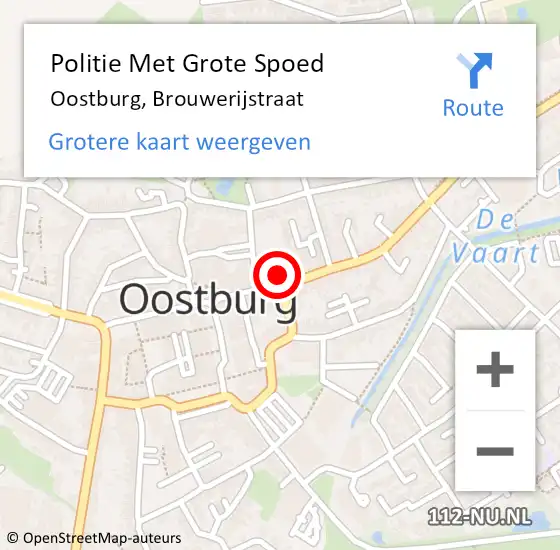 Locatie op kaart van de 112 melding: Politie Met Grote Spoed Naar Oostburg, Brouwerijstraat op 9 juni 2023 16:46