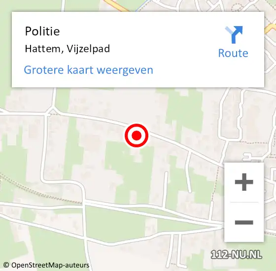 Locatie op kaart van de 112 melding: Politie Hattem, Vijzelpad op 9 juni 2023 16:47