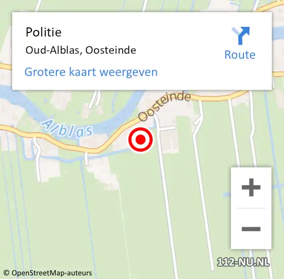Locatie op kaart van de 112 melding: Politie Oud-Alblas, Oosteinde op 9 juni 2023 17:02