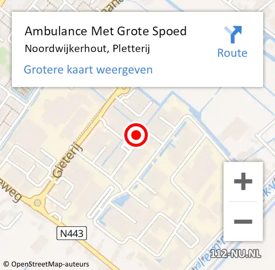 Locatie op kaart van de 112 melding: Ambulance Met Grote Spoed Naar Noordwijkerhout, Pletterij op 9 juni 2023 17:16