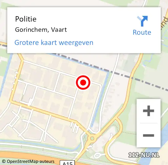 Locatie op kaart van de 112 melding: Politie Gorinchem, Vaart op 9 juni 2023 17:32