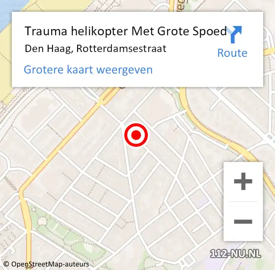 Locatie op kaart van de 112 melding: Trauma helikopter Met Grote Spoed Naar Den Haag, Rotterdamsestraat op 9 juni 2023 17:50