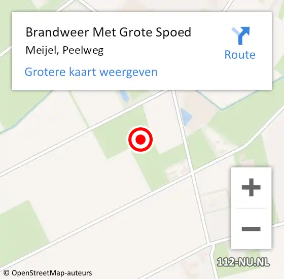 Locatie op kaart van de 112 melding: Brandweer Met Grote Spoed Naar Meijel, Peelweg op 9 juni 2023 17:54