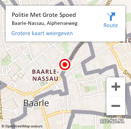 Locatie op kaart van de 112 melding: Politie Met Grote Spoed Naar Baarle-Nassau, Alphenseweg op 9 juni 2023 18:01