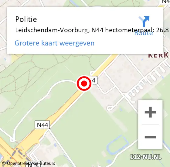 Locatie op kaart van de 112 melding: Politie Leidschendam-Voorburg, N44 hectometerpaal: 26,8 op 9 juni 2023 18:05