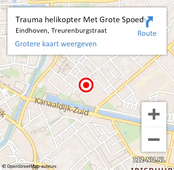 Locatie op kaart van de 112 melding: Trauma helikopter Met Grote Spoed Naar Eindhoven, Treurenburgstraat op 9 juni 2023 18:10