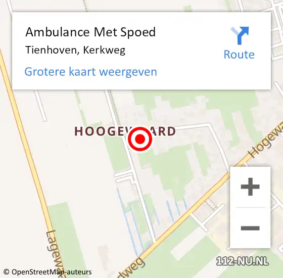 Locatie op kaart van de 112 melding: Ambulance Met Spoed Naar Tienhoven, Kerkweg op 28 augustus 2014 11:43