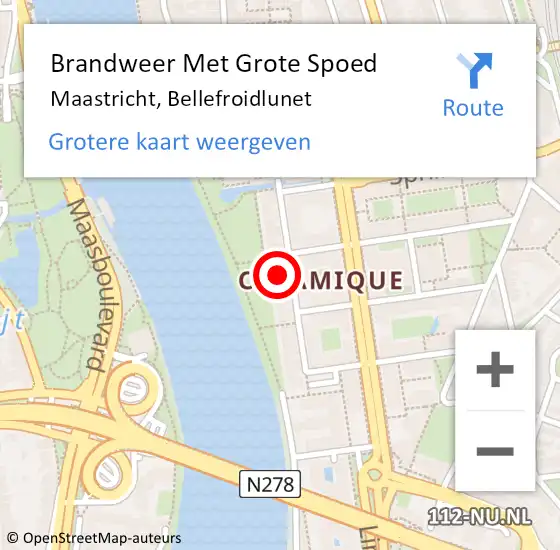 Locatie op kaart van de 112 melding: Brandweer Met Grote Spoed Naar Maastricht, Bellefroidlunet op 9 juni 2023 18:28