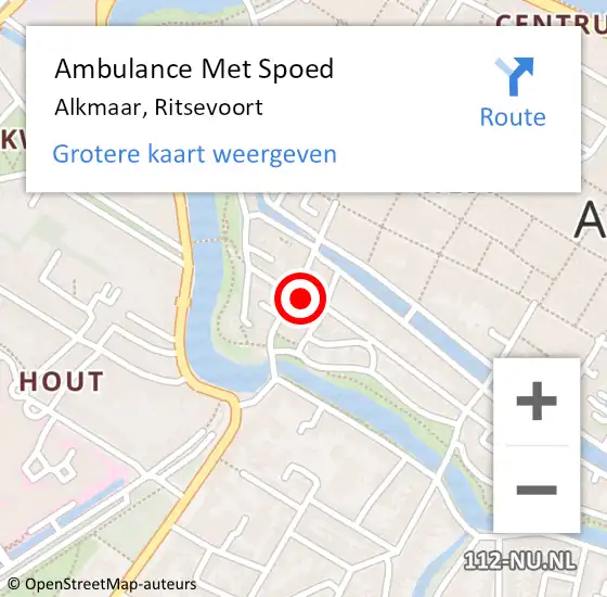 Locatie op kaart van de 112 melding: Ambulance Met Spoed Naar Alkmaar, Ritsevoort op 9 juni 2023 18:34