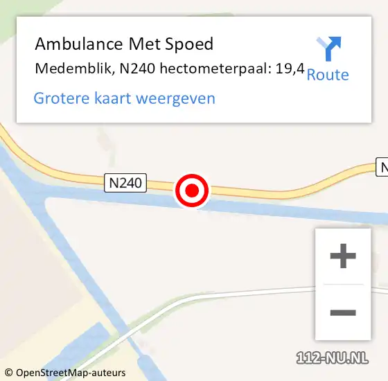 Locatie op kaart van de 112 melding: Ambulance Met Spoed Naar Medemblik, N240 hectometerpaal: 19,4 op 9 juni 2023 18:38