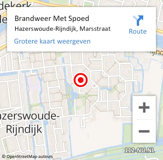Locatie op kaart van de 112 melding: Brandweer Met Spoed Naar Hazerswoude-Rijndijk, Marsstraat op 9 juni 2023 18:39