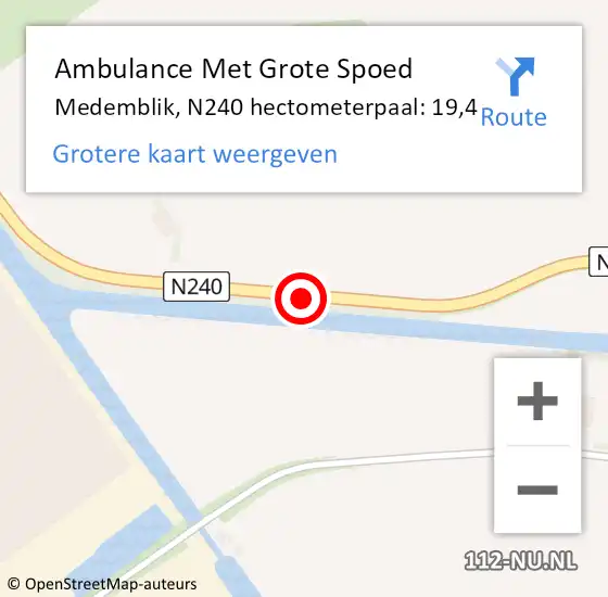 Locatie op kaart van de 112 melding: Ambulance Met Grote Spoed Naar Medemblik, N240 hectometerpaal: 19,4 op 9 juni 2023 18:40