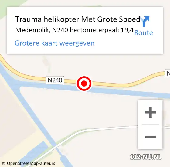 Locatie op kaart van de 112 melding: Trauma helikopter Met Grote Spoed Naar Medemblik, N240 hectometerpaal: 19,4 op 9 juni 2023 18:43