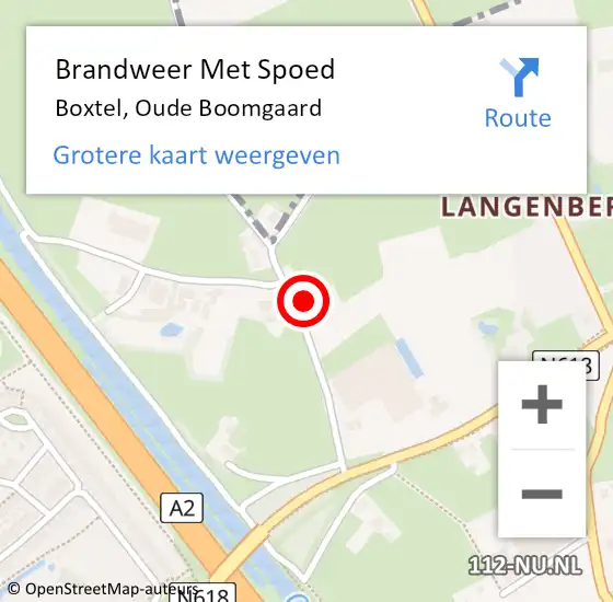 Locatie op kaart van de 112 melding: Brandweer Met Spoed Naar Boxtel, Oude Boomgaard op 9 juni 2023 19:18