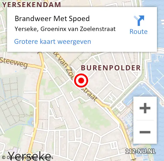 Locatie op kaart van de 112 melding: Brandweer Met Spoed Naar Yerseke, Groeninx van Zoelenstraat op 9 juni 2023 19:18