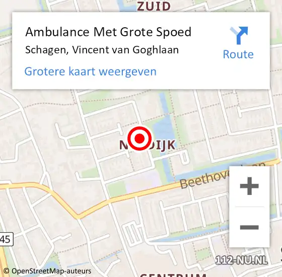 Locatie op kaart van de 112 melding: Ambulance Met Grote Spoed Naar Schagen, Vincent van Goghlaan op 9 juni 2023 19:26