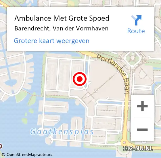 Locatie op kaart van de 112 melding: Ambulance Met Grote Spoed Naar Barendrecht, Van der Vormhaven op 9 juni 2023 20:18