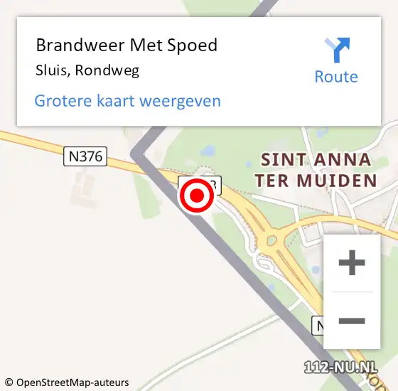 Locatie op kaart van de 112 melding: Brandweer Met Spoed Naar Sluis, Rondweg op 9 juni 2023 20:20