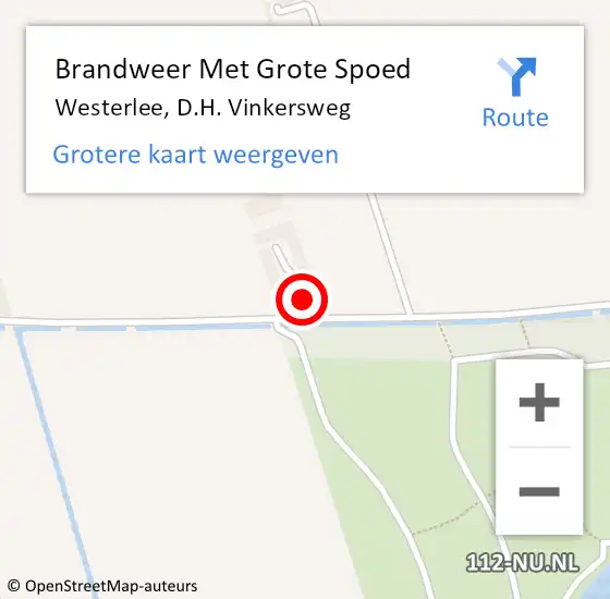 Locatie op kaart van de 112 melding: Brandweer Met Grote Spoed Naar Westerlee, D.H. Vinkersweg op 9 juni 2023 20:29