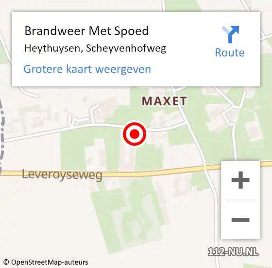 Locatie op kaart van de 112 melding: Brandweer Met Spoed Naar Heythuysen, Scheyvenhofweg op 9 juni 2023 20:30