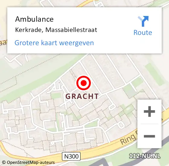 Locatie op kaart van de 112 melding: Ambulance Kerkrade, Massabiellestraat op 28 augustus 2014 11:57