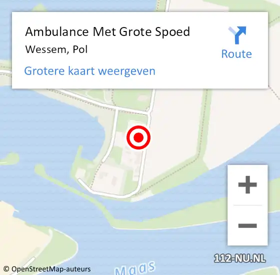 Locatie op kaart van de 112 melding: Ambulance Met Grote Spoed Naar Wessem, Pol op 9 juni 2023 20:48