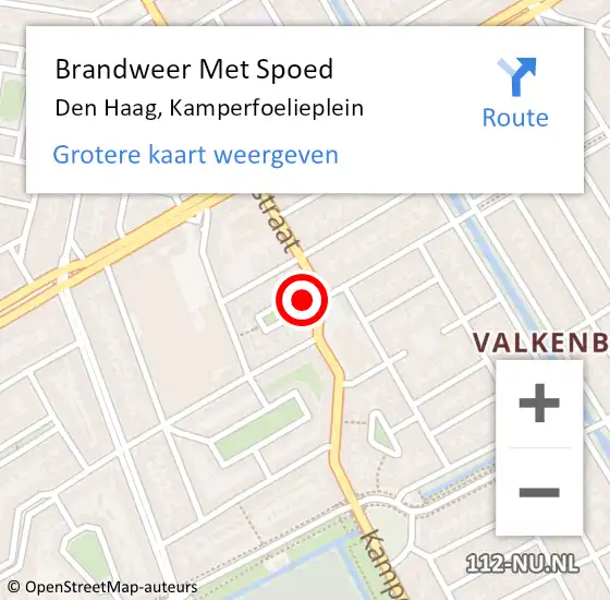 Locatie op kaart van de 112 melding: Brandweer Met Spoed Naar Den Haag, Kamperfoelieplein op 9 juni 2023 21:02