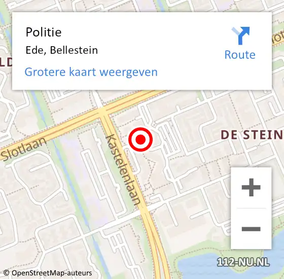 Locatie op kaart van de 112 melding: Politie Ede, Bellestein op 9 juni 2023 21:10