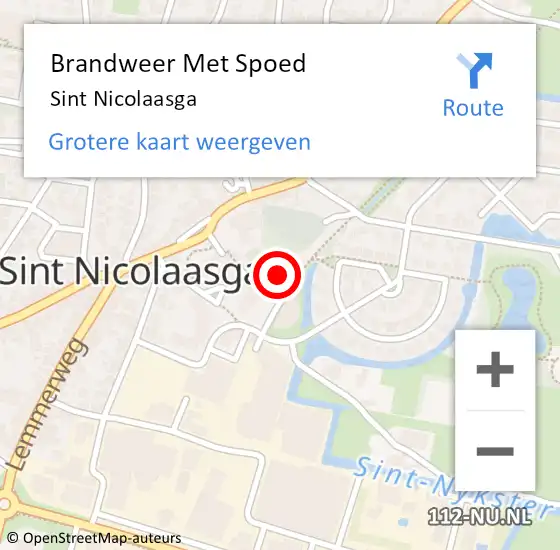 Locatie op kaart van de 112 melding: Brandweer Met Spoed Naar Sint Nicolaasga op 9 juni 2023 21:17