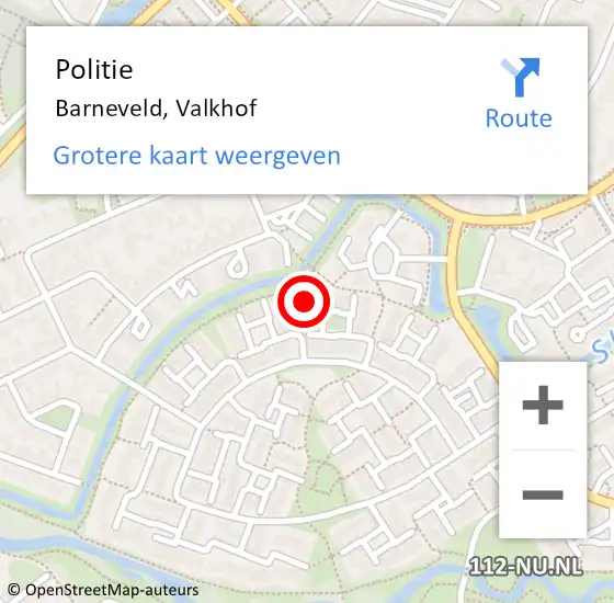 Locatie op kaart van de 112 melding: Politie Barneveld, Valkhof op 9 juni 2023 21:17