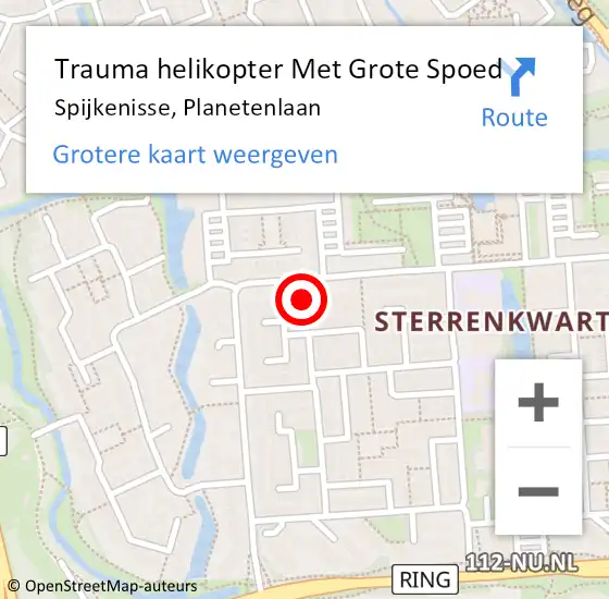 Locatie op kaart van de 112 melding: Trauma helikopter Met Grote Spoed Naar Spijkenisse, Planetenlaan op 9 juni 2023 21:23