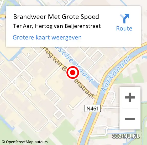 Locatie op kaart van de 112 melding: Brandweer Met Grote Spoed Naar Ter Aar, Hertog van Beijerenstraat op 9 juni 2023 21:24