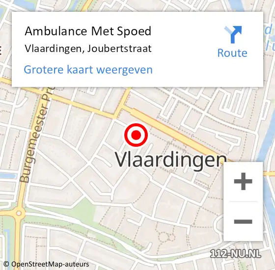 Locatie op kaart van de 112 melding: Ambulance Met Spoed Naar Vlaardingen, Joubertstraat op 9 juni 2023 21:26