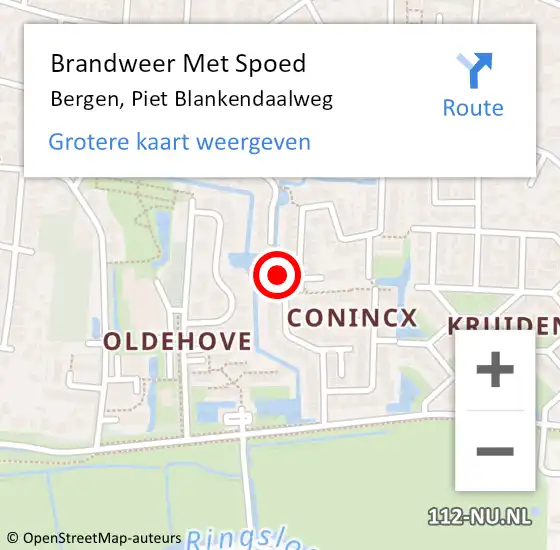 Locatie op kaart van de 112 melding: Brandweer Met Spoed Naar Bergen, Piet Blankendaalweg op 9 juni 2023 22:16