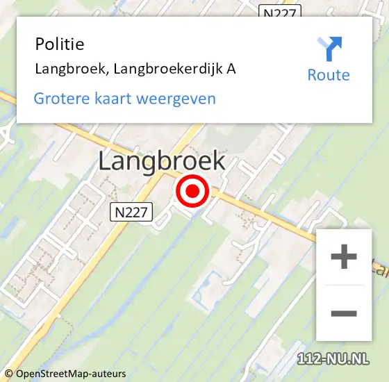 Locatie op kaart van de 112 melding: Politie Langbroek, Langbroekerdijk A op 9 juni 2023 22:21