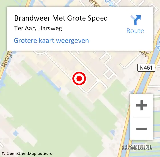 Locatie op kaart van de 112 melding: Brandweer Met Grote Spoed Naar Ter Aar, Harsweg op 9 juni 2023 23:04